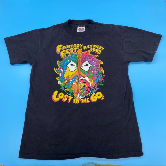 VTG Fantasy Fest '93 Key West Lost in the 60's Single Stitch T-Shirt Black Med - Picture 1 of 8